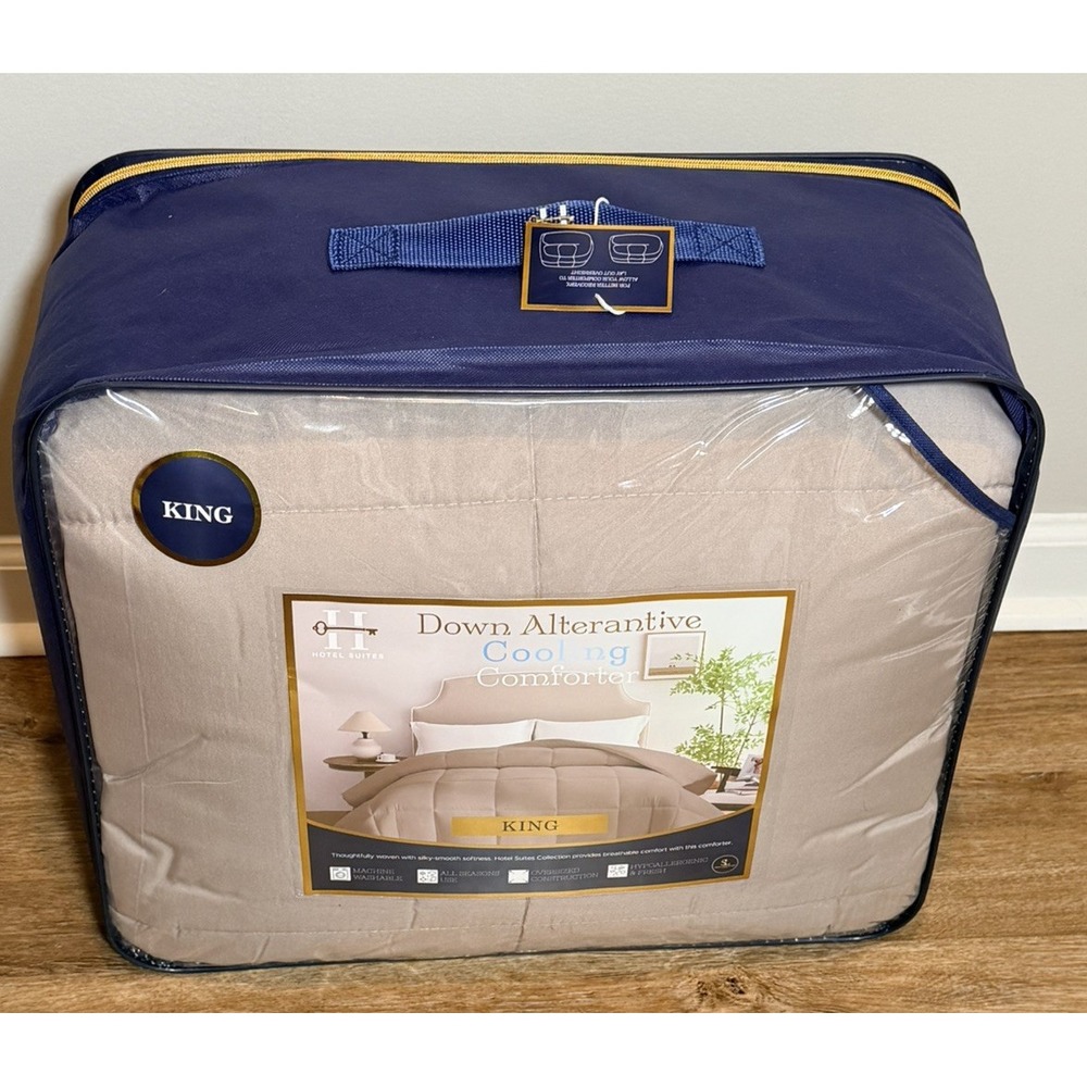 Hotel Suites Down Alternative Cooling Comforter King Taupe Hypoallergenic 108x90